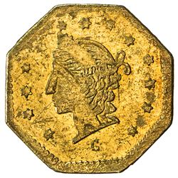 UNITED STATES: AV half dollar, 1864, BG-918, AU, California fractional gold token