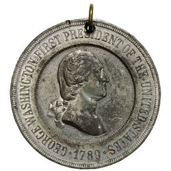 UNITED STATES: white metal medal, 1889, D-49A, AU, 38mm, GEORGE WASHINGTON