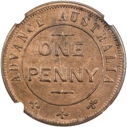 AUSTRALIA: AE penny token, ND, KM-Tn282.1, Andrews-571, Renniks-5, Advance Australia, NGC MS65 RB