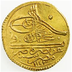 OTTOMAN EMPIRE: Mahmud I, 1730-1754, AV zeri mahbub (2.60g), Misr, AH1143. EF