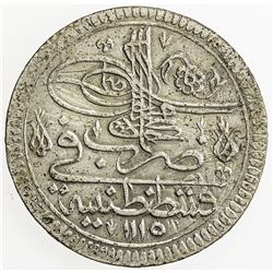 TURKEY: Ahmed III, 1703-1730, AR kurush (25.77g), Kostantiniye, AH1115. EF