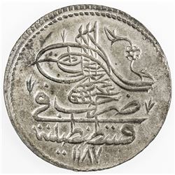 TURKEY: Abdul Hamid I, 1774-1789, AR piastre, Kostantiniye, AH1187 year 8. UNC