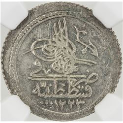 TURKEY: Mahmud II, 1808-1839, AR 10 para, Kostantiniye, AH1223 year 16. NGC MS63