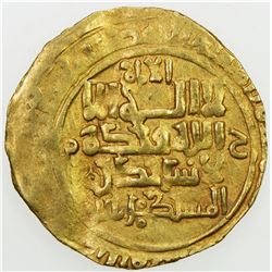 GREAT SELJUQ: Sanjar, as viceroy, 1099-1118, AV dinar (3.18g), Nishapur, DM. VF