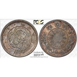 JAPAN: Meiji, 1868-1912, AR 10 sen, year 3 (1870). PCGS MS64