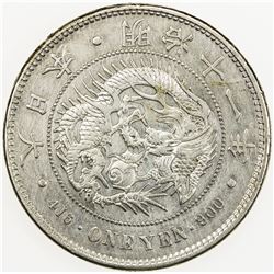 JAPAN: Meiji, 1868-1912, AR yen, year 11 (1878). EF
