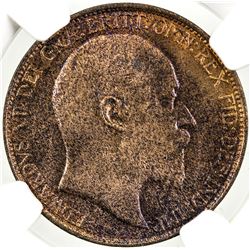 GREAT BRITAIN: Edward VII, 1901-1910, AE halfpenny, 1905. NGC MS64