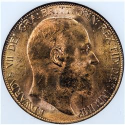 GREAT BRITAIN: Edward VII, 1901-1910, AE penny, 1905. NGC MS64