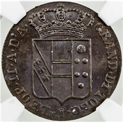 TUSCANY: Leopoldo II, 2nd reign, 1849-1859, AE 3 quattrini (2.17g), 1853