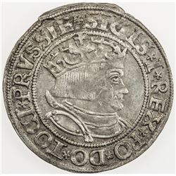 POLAND: Sigismund I, 1506-1548, AR groschen (1.97g), 1534. AU