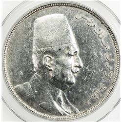 EGYPT: Fuad, as King, 1922-1936, AR 20 qirsh, 1923-H/AH1341. PCGS AU Details