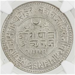 KUTCH: Khengarji III, 1875-1942, AR 5 kori, Bhuj, 1895/VS1951. NGC MS63