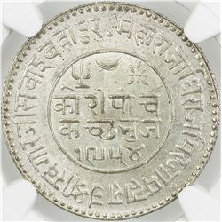 KUTCH: Khengarji III, 1875-1942, AR 5 kori, Bhuj, 1897/VS1954. NGC MS63