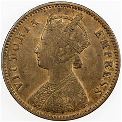 BRITISH INDIA: Victoria, Empress, 1876-1901, AE 1/4 anna, 1879-C. VF-EF