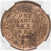 Image 2 : BRITISH INDIA: Victoria, Empress, 1876-1901, AE 1/4 anna, 1891(c)