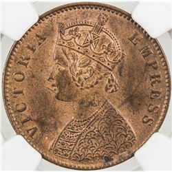 BRITISH INDIA: Victoria, Empress, 1876-1901, AE 1/4 anna, 1900(c). NGC MS63