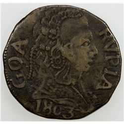 GOA: Joao, as regent, 1799-1816, AR rupia, 1803. VF