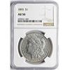 Image 1 : 1893 $1 Morgan Silver Dollar Coin NGC AU50