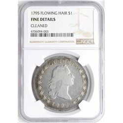 1795 $1 Flowing Hair Silver Dollar Coin NGC Fine Details Cleaned