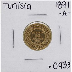 1891-A Tunisia 10 Francs Gold Coin