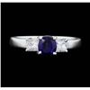 14KT White Gold 0.85 ct. Natural Blue Sapphire and Diamond Ring