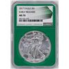 Image 1 : 2017 $1 American Silver Eagle Coin NGC MS70 Early Releases Green Core