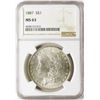 1887 $1 Morgan Silver Dollar Coin NGC MS63