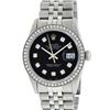 Rolex Men's Stainless Steel Black Diamond 36MM Datejust Wristwatch