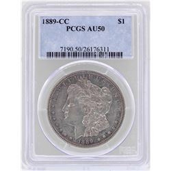 1889-CC $1 Morgan Silver Dollar Coin PCGS AU50