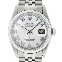 Rolex Men's Stainless Steel Mother Of Pearl Roman Datejust 36MM Wristwatch Datej