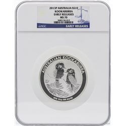 2013P Australia $10 Kookaburra 10 Ounce Silver Coin NGC MS70 Early Releases