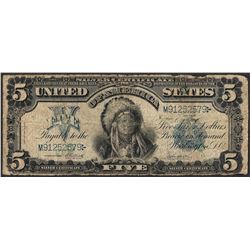 1899 $5 Chief Silver Certificate Note - Internal Tear