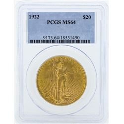 1922 St. Gaudens Double Eagle Gold Coin PCGS MS64