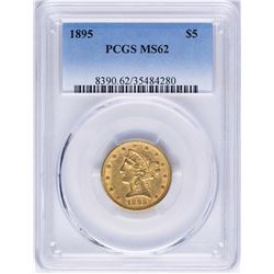 1895 $5 Liberty Head Half Eagle Gold Coin PCGS MS62