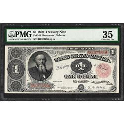 1890 $1 Treasury Note Fr.349 PMG Choice Very Fine 35