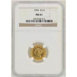 1904 $2 1/2 Liberty Head Quarter Eagle Gold Coin NGC MS61