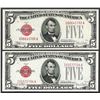 Lot of 1928E & 1928F $5 Legal Tender Notes
