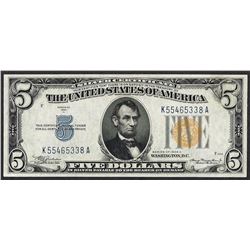 1934A $5 North Africa WWII Emergency Issue Silver Certificate Note