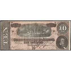 1864 $10 Confederate States of America Note