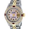 Image 1 : Rolex Ladies Two Tone 14K Pink MOP Diamond & String Ruby Datejust Wristwatch