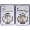 Image 1 : Lot of 1922-1923 $1 Peace Silver Dollar Coins NGC MS63