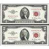 Image 1 : Lot of (2) Consecutive 1953 $2 Legal Tender Notes
