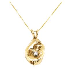 14KT Yellow Gold 0.06 ctw Diamond Nugget Motif Pendant with Chain