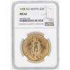 Image 1 : 1908 No Motto $20 St. Gaudens Double Eagle Gold Coin NGC MS62