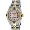 Image 2 : Rolex Ladies Two Tone 14K Pink MOP Diamond & String Ruby Datejust Wristwatch