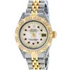 Image 2 : Rolex Ladies 2 Tone 14K MOP Ruby & Pyramid Diamond Datejust Wriswatch