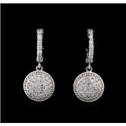 1.30 ctw Diamond Dangle Earrings - 14KT White Gold