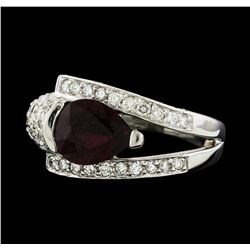 1.56 ctw Ruby and Diamond Ring - 18KT White Gold