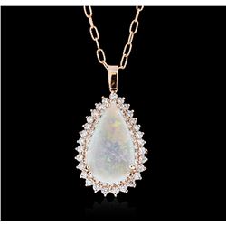 14KT Rose Gold 6.23 ctw Opal and Diamond Pendant With Chain