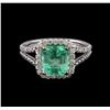 Image 2 : 2.33 ctw Emerald and Diamond Ring - 14KT White Gold